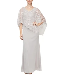 Sl Fashions Petite Printed Asymmetrical Popover Top Dress