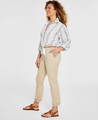 Tommy Hilfiger Women's Th Flex Hampton Cuffed Chino Straight-Leg Pants, Created for Macy's