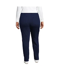 Lands' End Women's Plus Starfish Mid Rise Knit Denim Straight Jeans