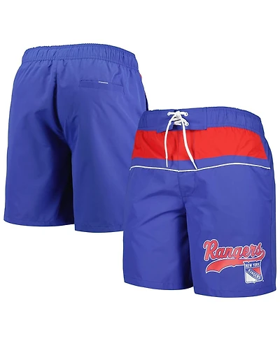 Men's Starter Blue New York Rangers Freestyle Volley Swim Shorts