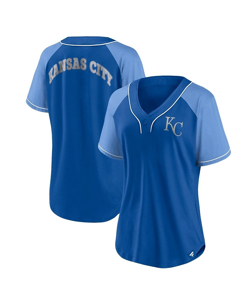 Women's Fanatics Royal Kansas City Royals Ultimate Style Raglan V-Neck T-shirt