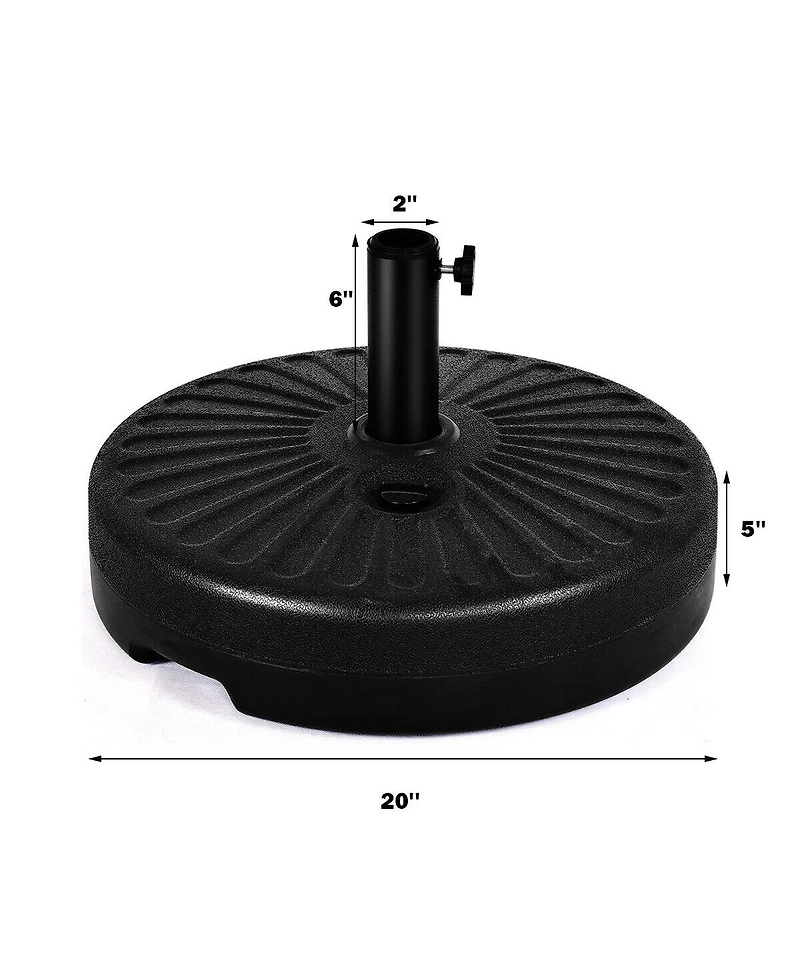 20'' Round 23L Water Filled Umbrella Base Stand Self-filled Patio Furniture