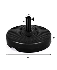 20'' Round 23L Water Filled Umbrella Base Stand Self-filled Patio Furniture