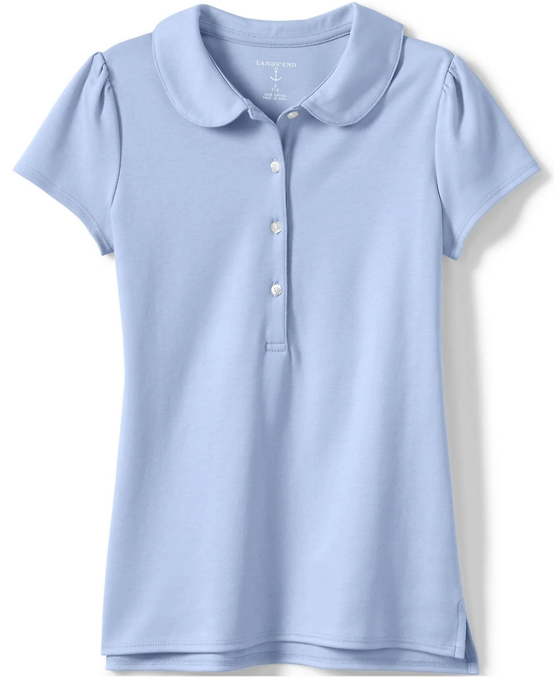 Lands' End Girls Short Sleeve Peter Pan Collar Polo Shirt