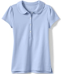 Lands' End Girls Short Sleeve Peter Pan Collar Polo Shirt