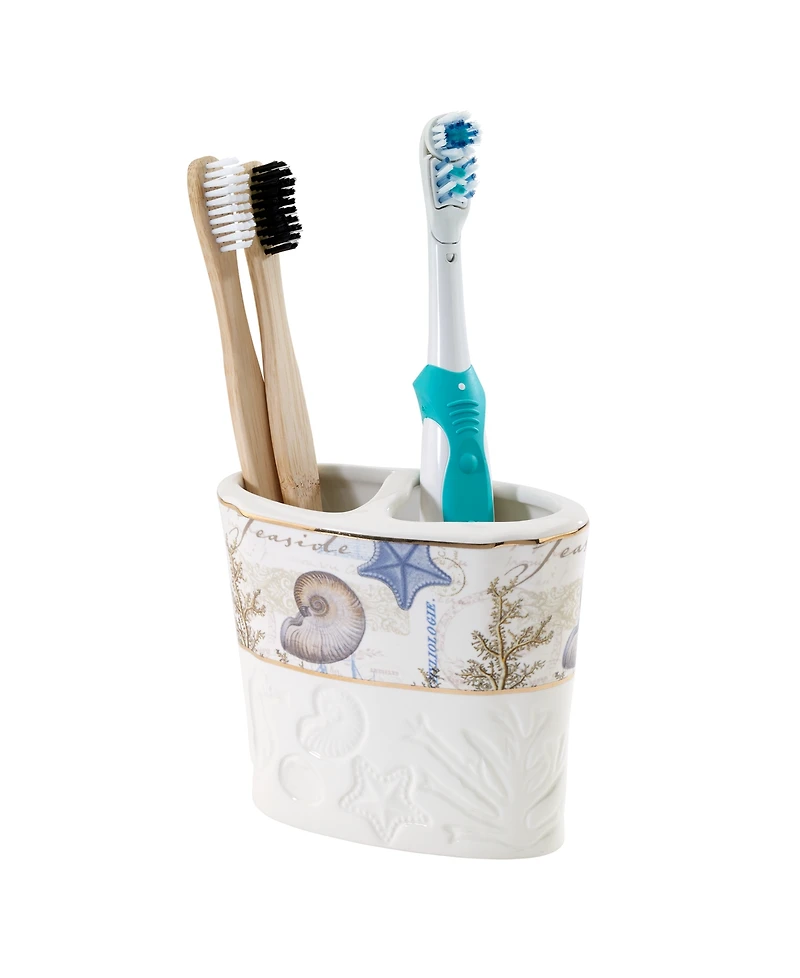 Avanti Antigua Starfish & Seashells Ceramic Toothbrush Holder