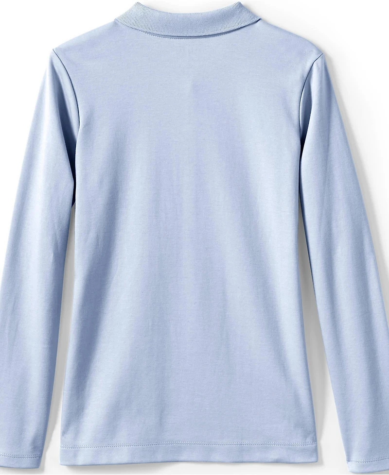 Lands' End Girls School Uniform Long Sleeve Feminine Fit Interlock Polo Shirt