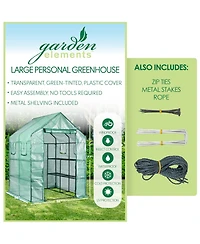 Garden Elements Personal Plastic Indoor Outdoor Standing Greenhouse For Seed Starting and Propagation, Frost Protection Green, Large, 77 Inches x 56 I