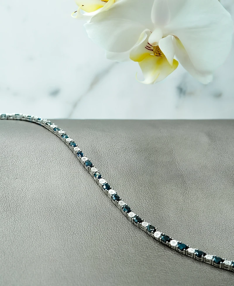 Sapphire (3-3/8 ct. t.w.) & Diamond (1/10 ct. t.w.) Link Bracelet in Sterling Silver