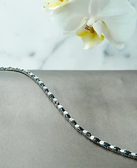Sapphire (3-3/8 ct. t.w.) & Diamond (1/10 ct. t.w.) Link Bracelet in Sterling Silver