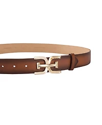 Sam Edelman Women's Brass-Tone Double-e Plaque Buckle Casual Belt