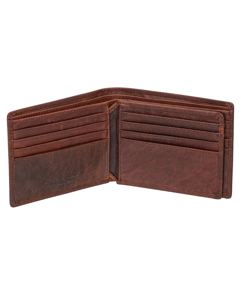 Mancini Men's Buffalo Rfid Secure Center Wing Billfold Wallet