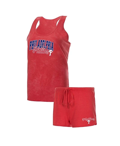Women's Concepts Sport Red Philadelphia Phillies Billboard Racerback Tank and Shorts Sleep Set