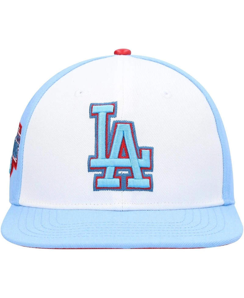 Men's Pro Standard White, Light Blue Los Angeles Dodgers Blue Raspberry Ice Cream Drip Snapback Hat
