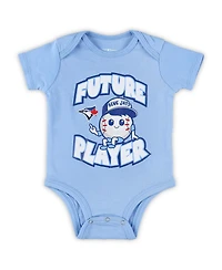 Newborn and Infant Boys Girls Royal, Powder Blue, White Toronto Blue Jays Minor League Player Three-Pack Bodysuit Set