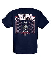 Big Boys and Girls Blue 84 Navy UConn Huskies 2023 Ncaa Men's Basketball National Champions Focus Bracket T-shirt
