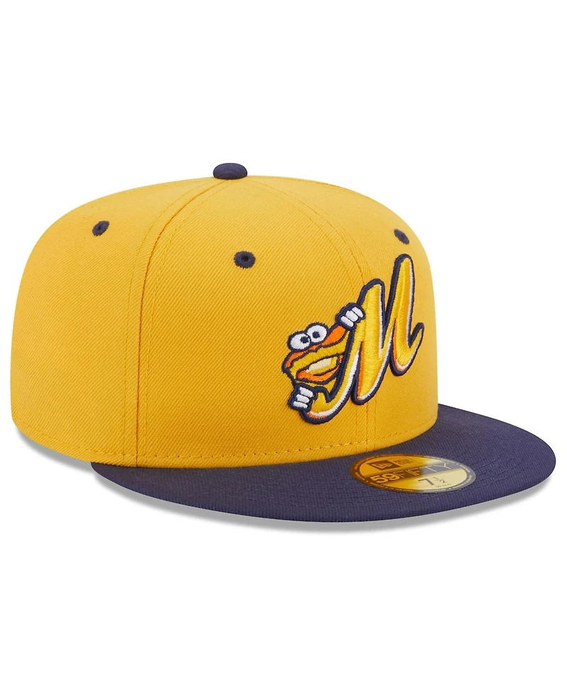 Men's New Era Gold Montgomery Biscuits Authentic Collection Alternate Logo 59FIFTY Fitted Hat