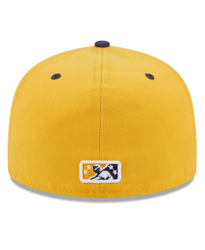 Men's New Era Gold Montgomery Biscuits Authentic Collection Alternate Logo 59FIFTY Fitted Hat