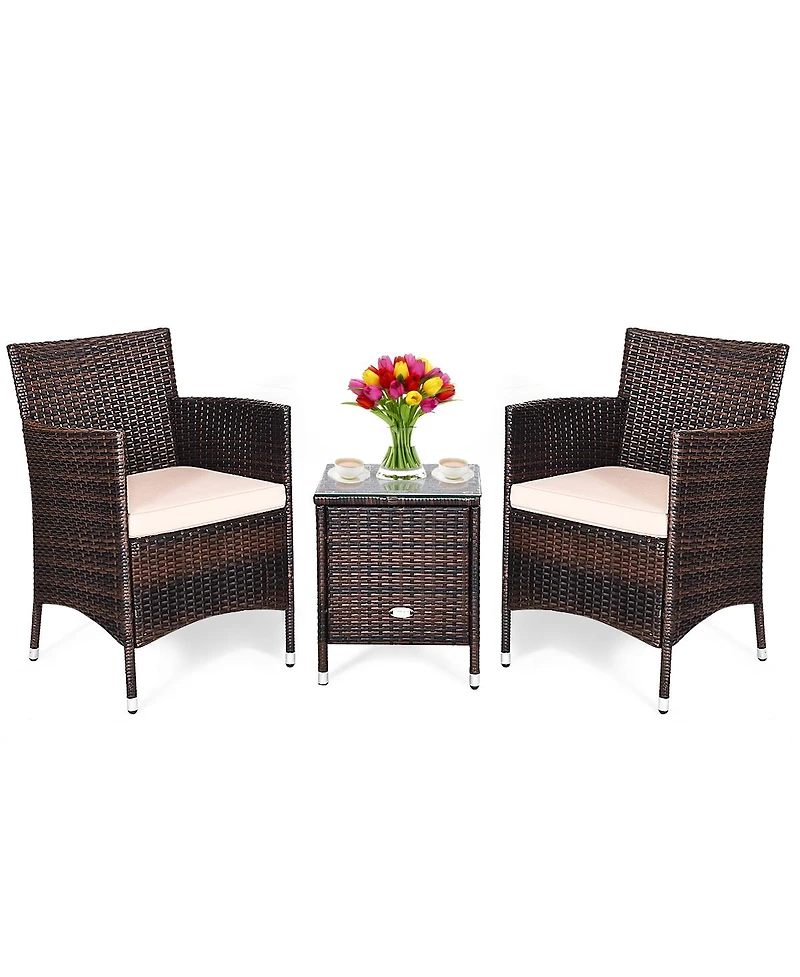 Outdoor 3 Pcs Pe Rattan Wicker Furniture Sets