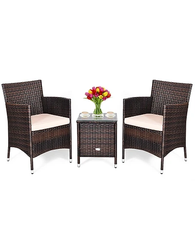 Outdoor 3 Pcs Pe Rattan Wicker Furniture Sets