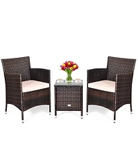 Outdoor 3 Pcs Pe Rattan Wicker Furniture Sets