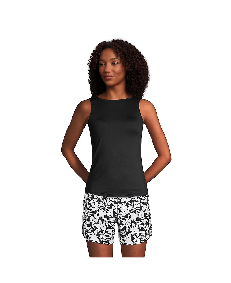 Lands' End Petite High Neck Upf 50 Sun Protection Modest Tankini Swimsuit Top