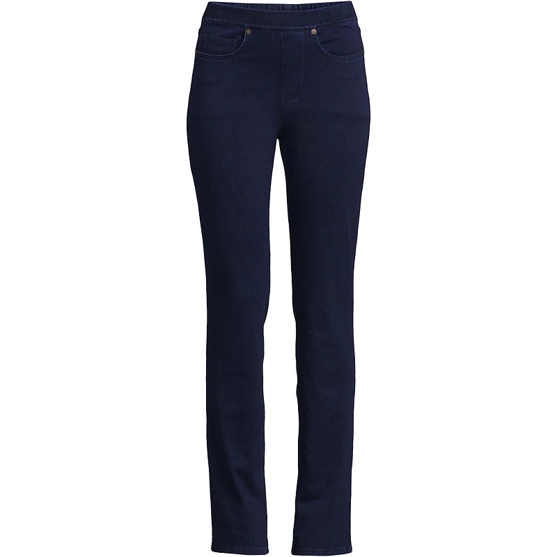 Lands' End Women's Starfish High Rise Knit Denim Straight Jeans