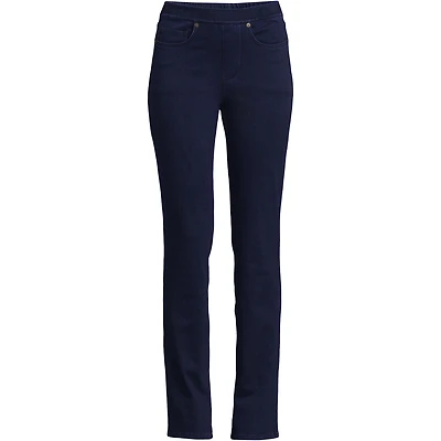 Lands' End Women's Starfish High Rise Knit Denim Straight Jeans