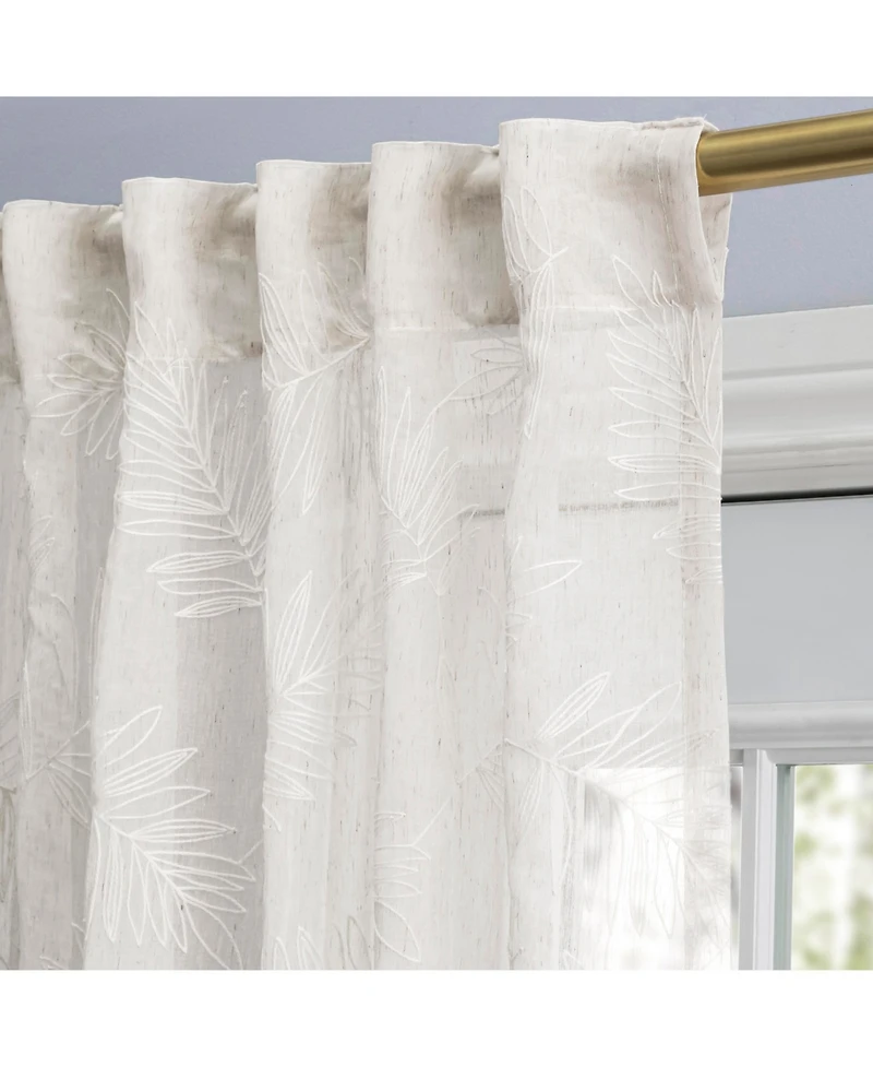 Ricardo Sheer Leaf Rod Pocket With Back Tab Patio Curtain Panel 104"W x 84"L