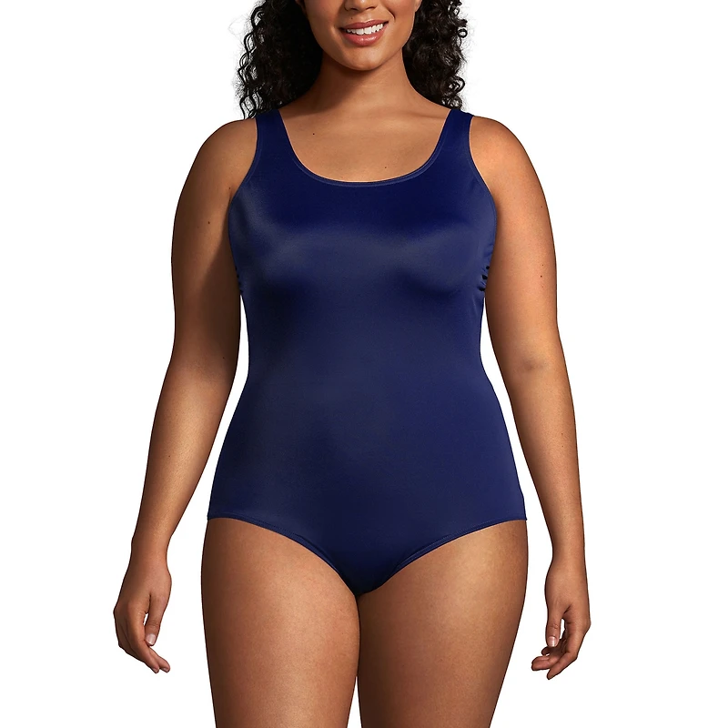 Lands' End Plus Long Chlorine Resistant Soft Cup Tugless Sporty One Piece Swimsuit