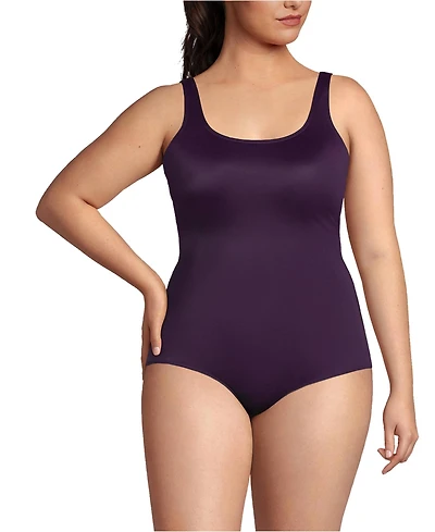 Lands' End Plus Size Long Chlorine Resistant Soft Cup Tugless Sporty One Piece Swimsuit