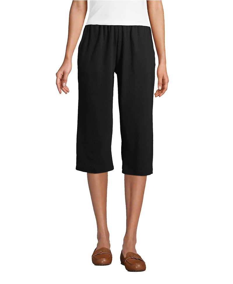 Lands' End Women's Sport Knit High Rise Elastic Waist Capri Pants