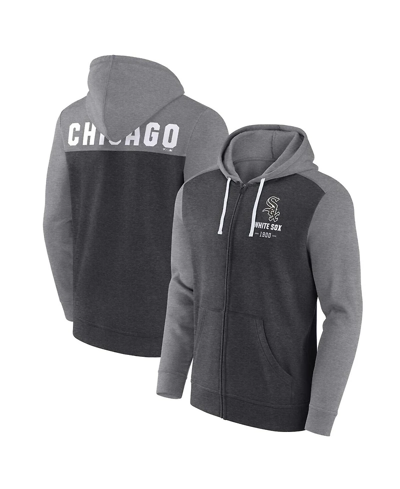 Men's Fanatics Heathered Charcoal, Gray Chicago White Sox Blown Away Full-Zip Hoodie