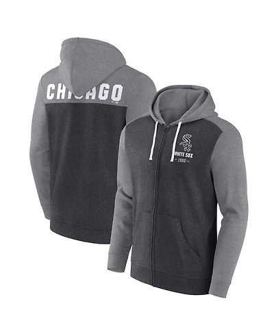 Men's Fanatics Heathered Charcoal, Gray Chicago White Sox Blown Away Full-Zip Hoodie