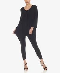 White Mark Women's Empire Waist Tunic Top