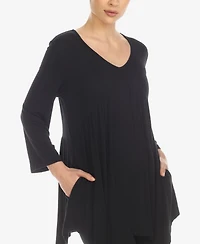White Mark Women's Empire Waist Tunic Top