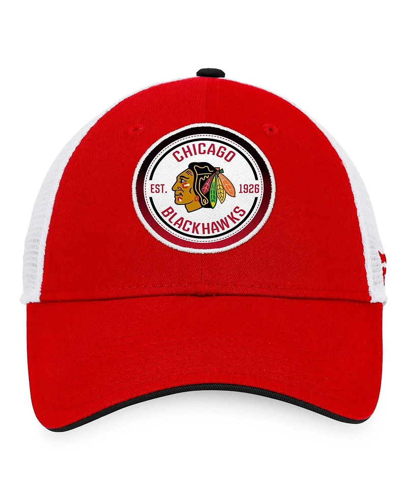 Men's Fanatics Red, White Chicago Blackhawks Iconic Gradient Trucker Snapback Hat