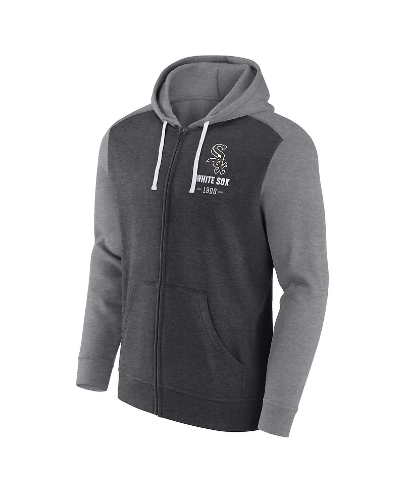Men's Fanatics Heathered Charcoal, Gray Chicago White Sox Blown Away Full-Zip Hoodie