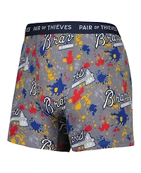Men's Pair of Thieves Gray, Black Atlanta Braves Super Fit 2-Pack Boxer Briefs Set