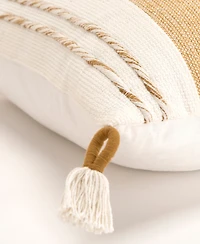 Rizzy Home Modern Stripe Tassal Decorative Pillow, 20" X