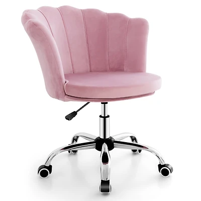 Velvet Petal Shell Office Chair Adjustable Swivel Accent Vanity Armchair