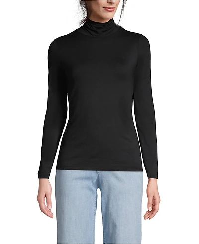 Lands' End Women's Tall Lightweight Jersey Skimming Long Sleeve Turtleneck