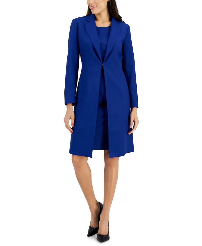 Le Suit Women's Crepe Topper Jacket & Sheath Dress Suit, Regular and Petite Sizes