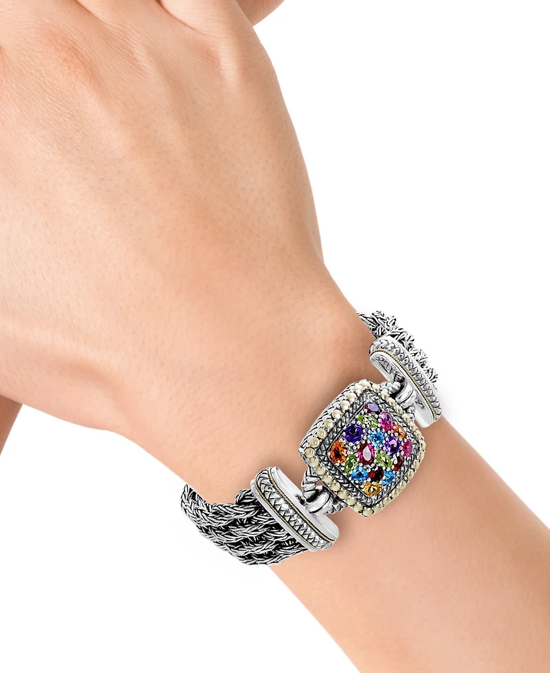 Effy Multistone Woven Bracelet in Sterling Silver and 18k Gold (4-7/8 ct. t.w.)