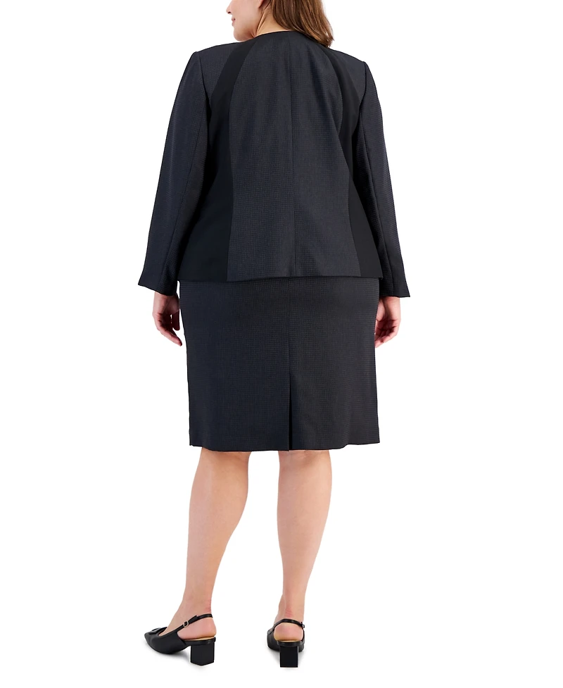Le Suit Plus Houndstooth Pencil Skirt