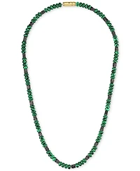 Bulova Men's Marine Star Malachite Beaded 22" Necklace in 14k Gold-Plated Sterling Silver