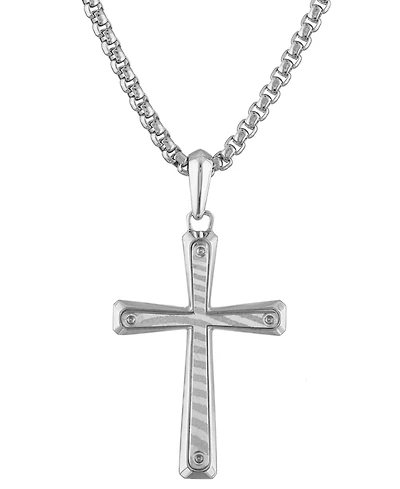 Bulova Men's Icon Damascus Steel Pendant Necklace in Sterling Silver, 24" + 2" extender
