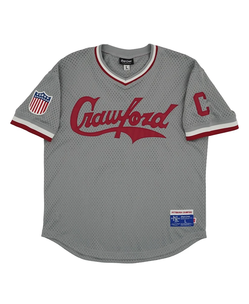 Men's Rings & Crwns #17 Gray Pittsburgh Crawfords Mesh Replica V-Neck Jersey