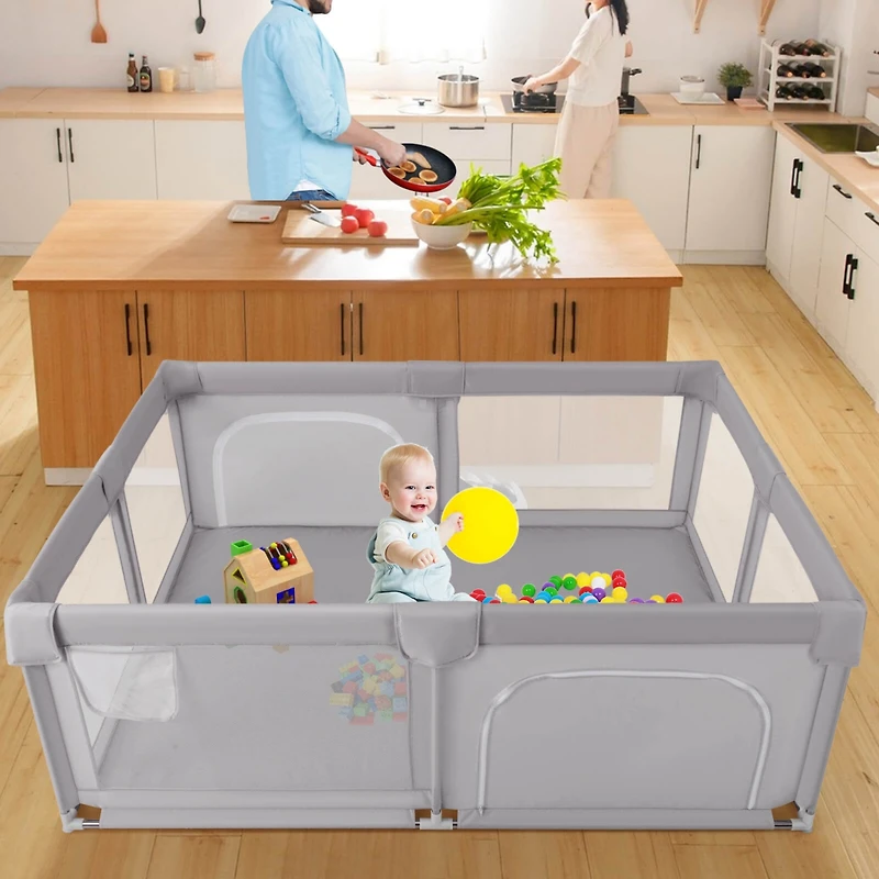 Costway Toddler Playpen Extra Large Activity Center Safety Play Yard w/ Gate