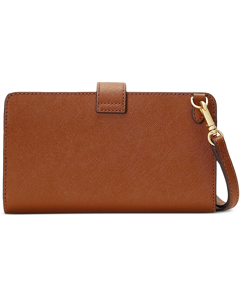 Lauren Ralph Crosshatch Leather Tech Wristlet